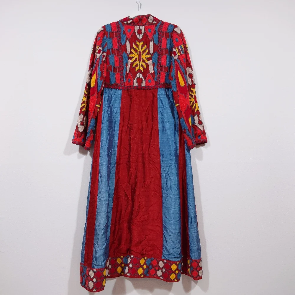 Soft Surroundings Embroidered Boho Duster XS Maxi Coat Festival Statement Piece - Picture 4 of 10